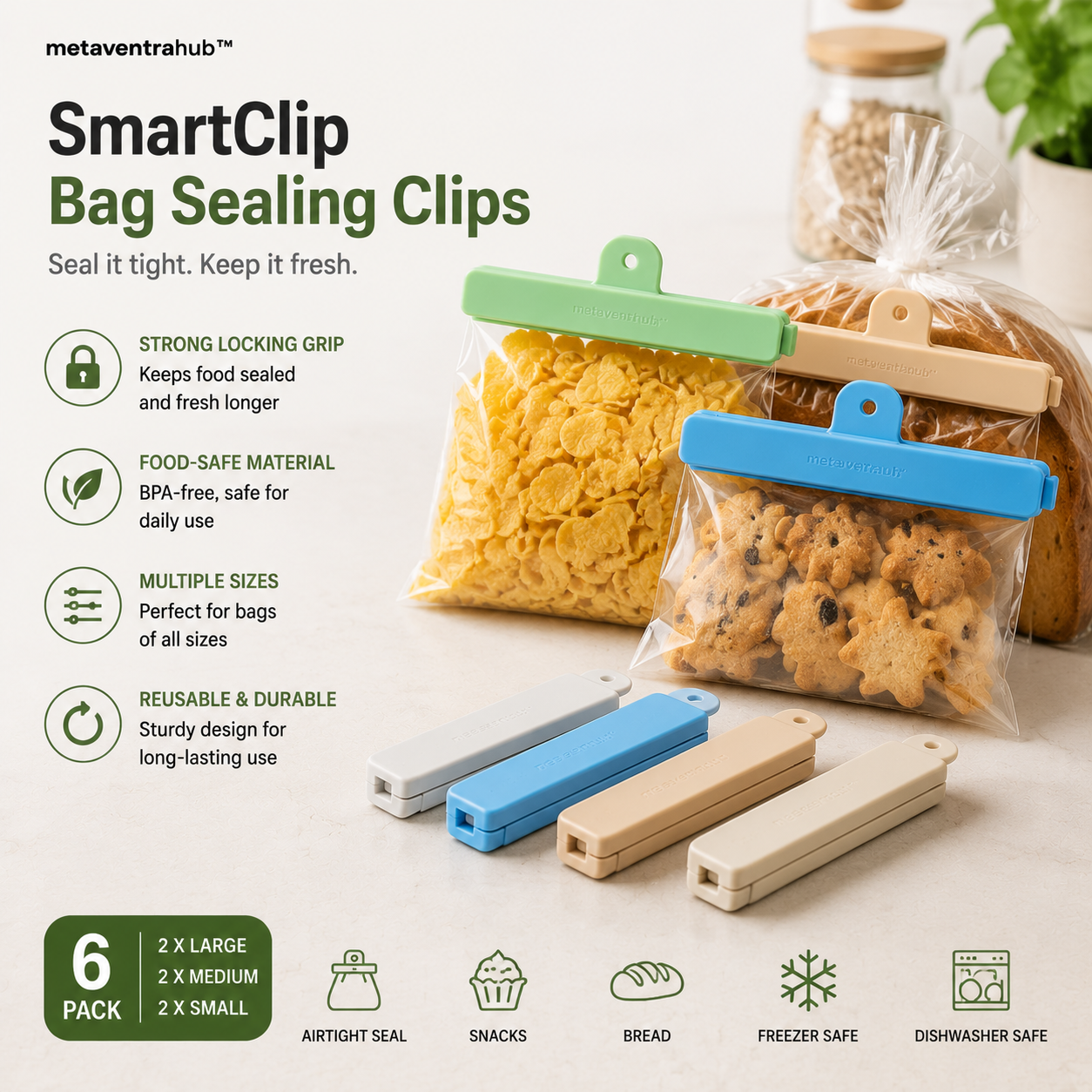metaventrahub™ SmartClip Bag Sealing Clips