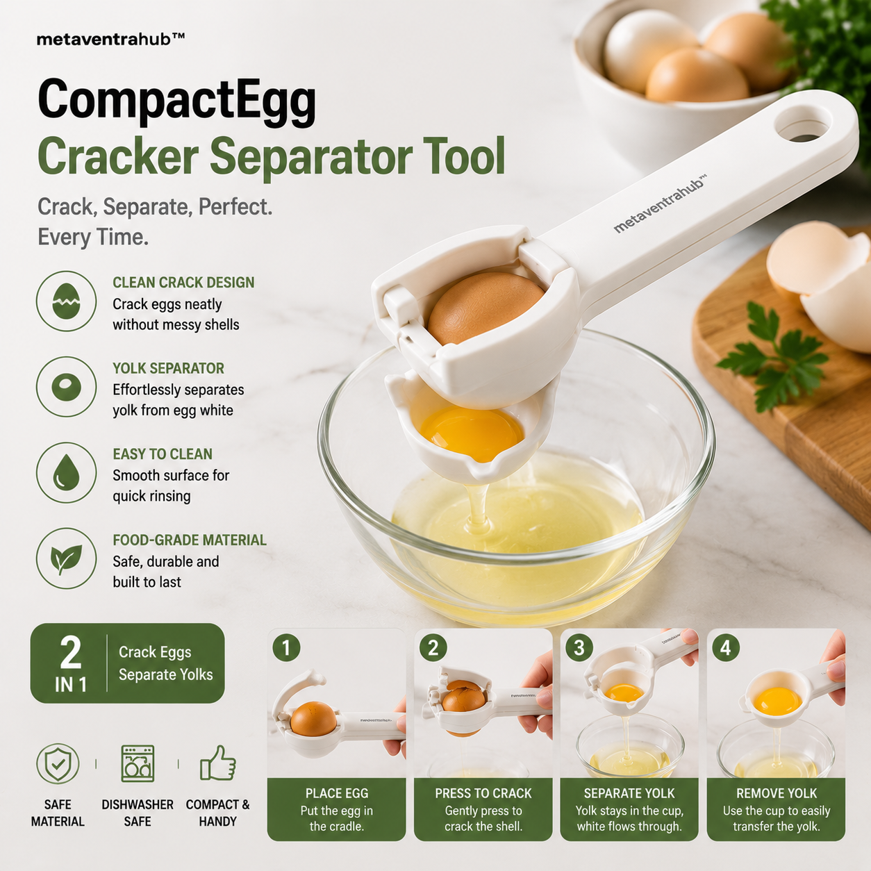 metaventrahub™ CompactEgg Cracker Separator Tool